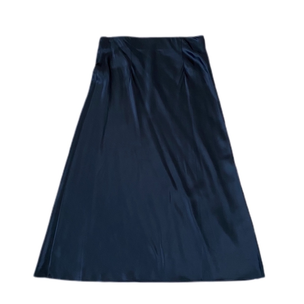 all black 100% silk maxi midi skirt